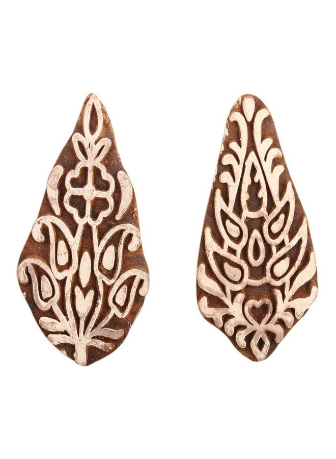 Indian-Shelf Handmade Vocalforlocal Set of 2 New Mix Wooden Printing Block (3.81 cm, Brown) - Image 1
